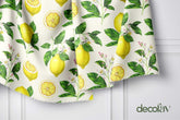 Lemon Flower Leaf Background Patterned Digital Printed Fabric